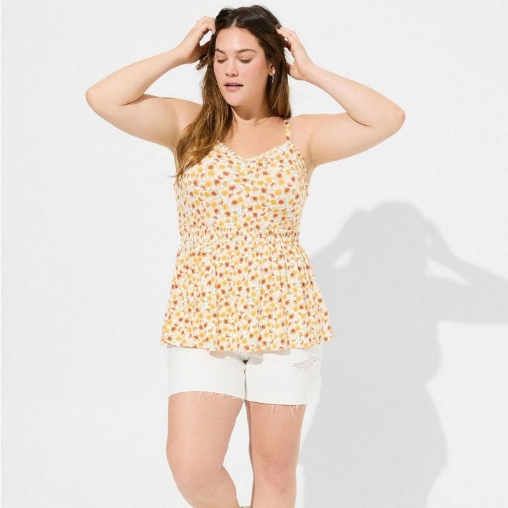 Torrid Super Soft Sweetheart Ruched Floral Babydoll Top